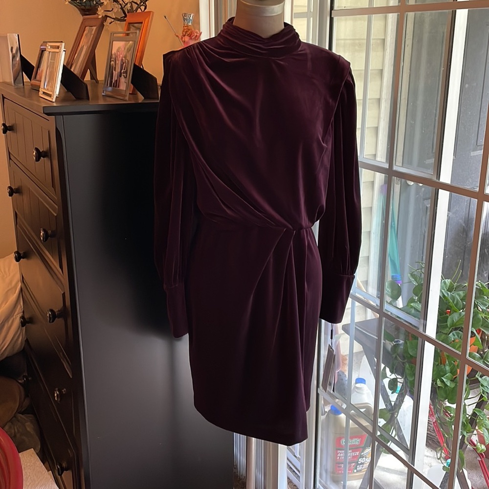 NWT KARL LAGERFELD PARIS Velvet Mock Neck Dress - Picture 3 of 15